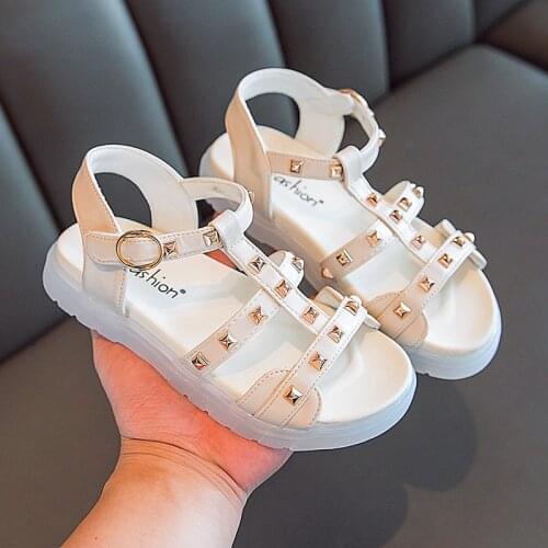Summer Children Sandals Shoes Girls Gladiator Rivets Princess Kid Party Fashion Beach Flat Toddler Baby Breathable