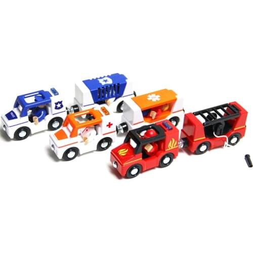 Acousto-optic Sound and light effects Magnetic ambulance fire truck Police set Train Compatible brio Wooden track Railway Car