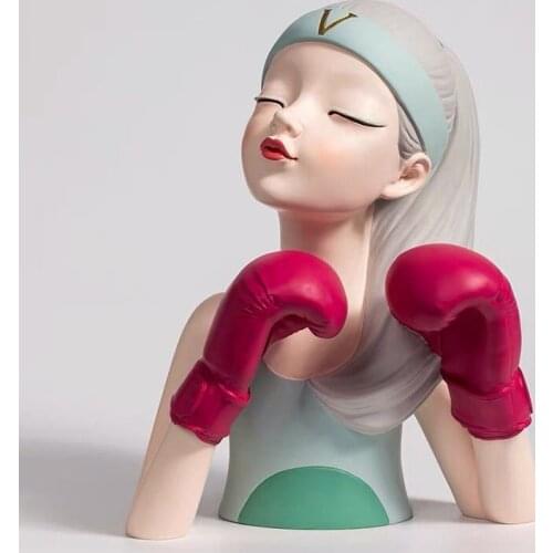Fashion City Body Building Girl Fight Tabletop Ornaments Arts And Crafts Home Bedroom Resin Sculpture Soft Decoration Statue