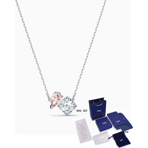 Fashion Jewelry SWA New ATTRACT SOUL Necklace Simple Pink Charm Exquisite Crystal Platinum Bracelet Ladies Luxury Jewelry Gift