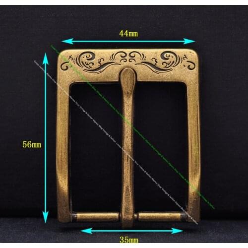 Men Antique Brass Flower Engraved Prong Pin Tongue Leathercraft Handmade Leather Belt Buckle Replacement Fits 35mm