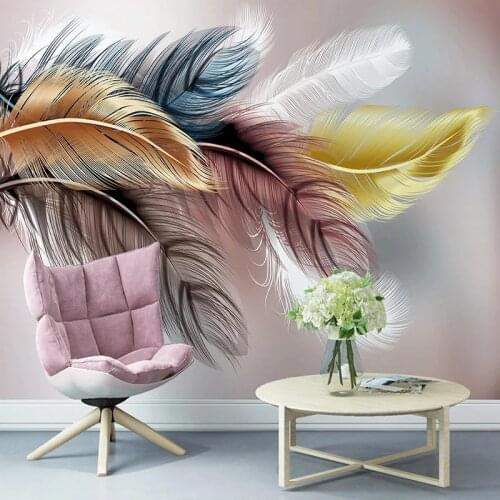 Custom Mural Wallpaper Nordic Modern Light Luxury 3D Golden Feathers Wall Painting Living Room TV Sofa Abstract Art Wall Papers
