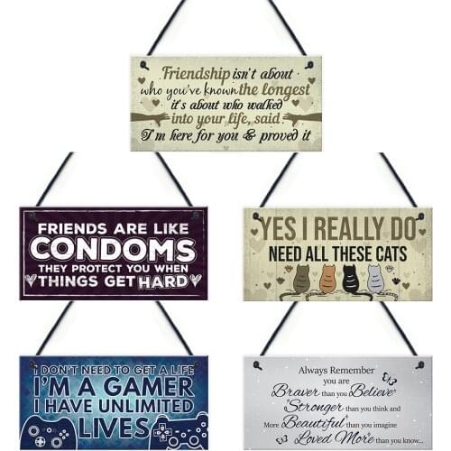 Wall Plaques Family Craft Chic Friendship Signs Wooden Vintage Hanging Board Rectangle Decoration for Home Door