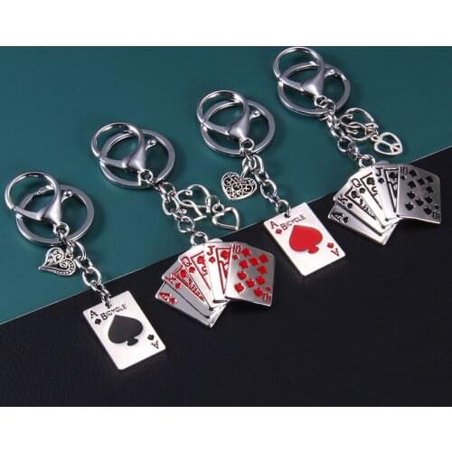 WANGAIYAO new hip-hop poker keychain personality fashion creative straight flush pendant men and women car bags ornaments small