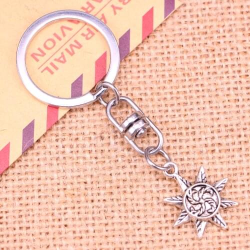 New Fashion Keychain 23x18mm sun Pendants DIY Men Jewelry Car Key Chain Ring Holder Souvenir For Gift