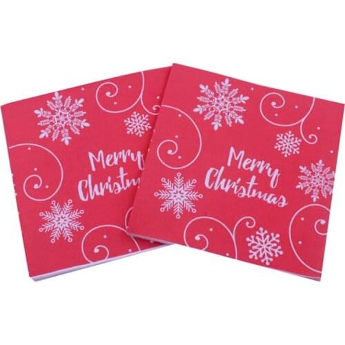 20pcs/Set Creative Merry Christmas Snowflake Beautiful Printing Napkins Xmas Napkins Christmas Tree Napkins For Home Store Party