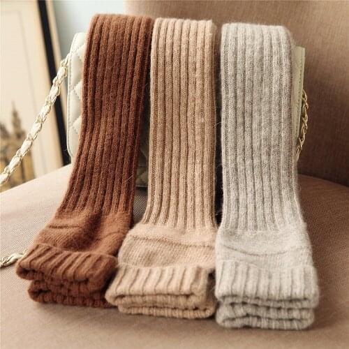 2020 Autumn Winter Women Knitted Wool Gloves Elegant Sweet Lady Fingerless Mittens Thermal Half Finger Long Arm Warmers T221