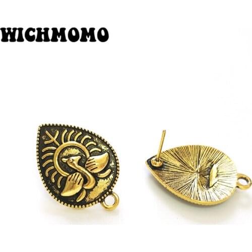 10pcs Retro Plated Gold Water Drop Peacock Zinc Alloy Earring Base Connectors Linkers for DIY Jewelry Accessories PJ218