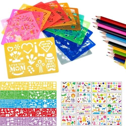 Kids Drawing Template Art Tool Painting Stencil Rulers Kit Drawing Coloring Board Children Painting Learning Educational Aids