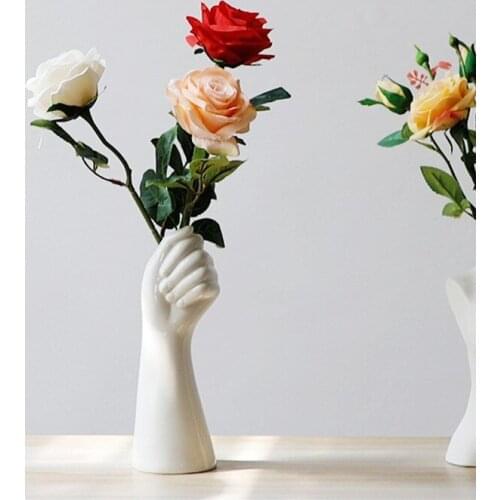 Nordic Home Decor Ceramic Gesture Sculpture Flower Arrangement Desk Room Dried Flowers Decoration Crafts European Decor Gift