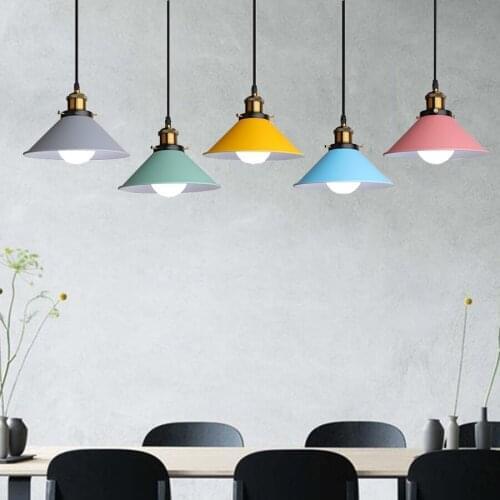 Modern Hanging Ceiling Lamp Minimalism Colors Lampshade Aluminum Pendant Light for Restaurant Bar Living Room Bedroom Lighting