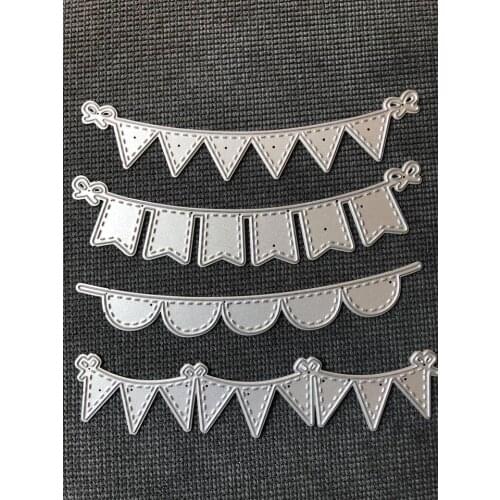 Adv-one Scrapbooking Dies Metal 4pcs/set Flag Banner Cutting Dies Craft Embossing Stamp Stencil Paper Card Making Template DIY
