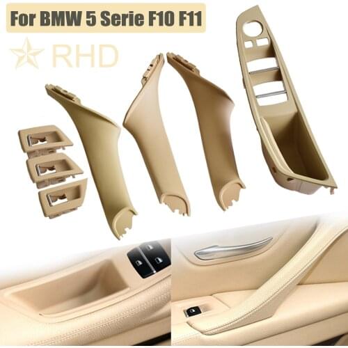 Carbon fiber Black Beige RHD For Bmw 5 Serie F10 F11 520 525 Car Interior Door Handle Inner Door Panel Pull Trim Cover
