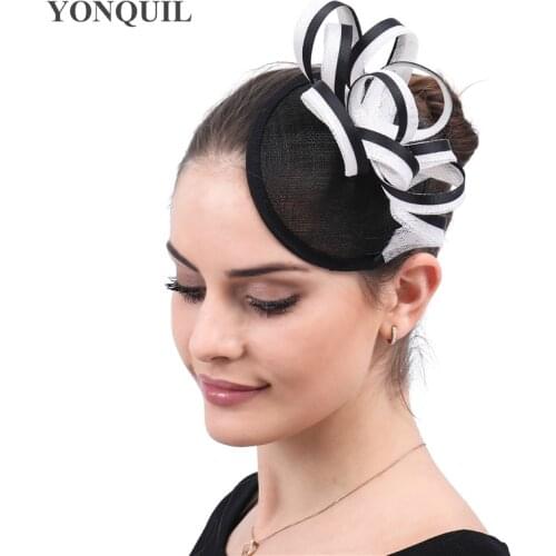 Vintage Elegant Fedora Hats Hair Fascinators For Female Weddings Bridal Married Headdress With Loops Hair Accessories MYQ017