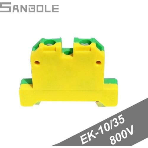 EK-10/35 Sak Series 10mm2 Yellow Green Ground Terminal 57A 800V Blocks Connection Row suit for SAK-10EN (10pcs)