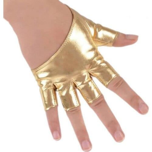 EFINNY new womens fashion half full finger PU leather gloves female candy color performance gloves