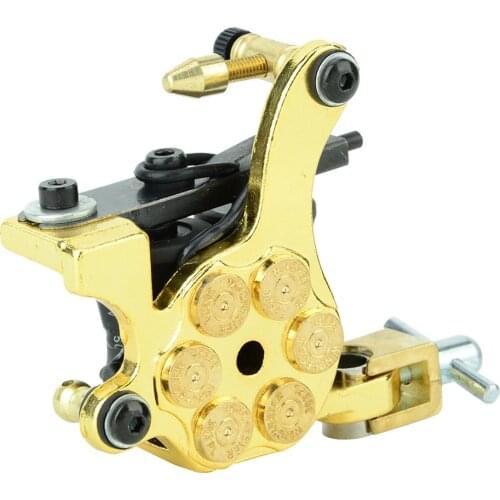 Golden Bullet Alloy Tattoo Machine 12 Wrap Coils Lining Shading Body Tattoo Guns Supplies with 3pcs Wrenches Tattoo Accessories