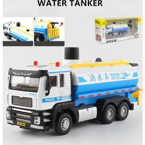 1/50 Kids Side Loading Garbage Truck Water Tankers sprinkler truck With 4 Rubbish Bin Toy Car Big Size Boys Gifts Toys
