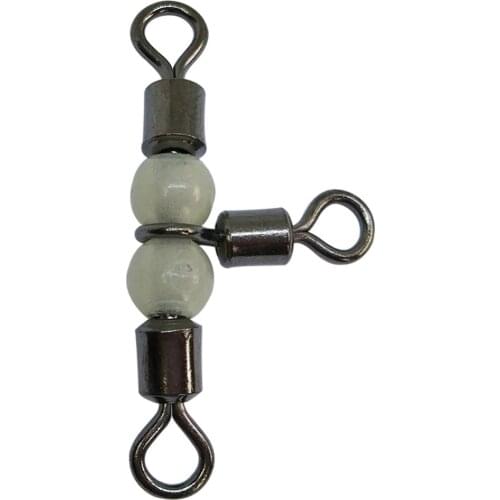 10pieces 3 Way Luminous Fishing Rolling Swivels Triple Swivels with Glow bead saltwater Bass Fishing Tackle Freshwater crappie