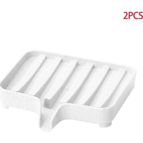 2 Pieces Bath Foam Storage Box PP Sponge Drain Tray Holder Wheat Bathroom Toilet Kitchen Rack, White