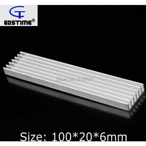 2 Pieces/lot Gdstime 100x20x6mm DIY Extruded Radiator LED Heatsink Aluminum
