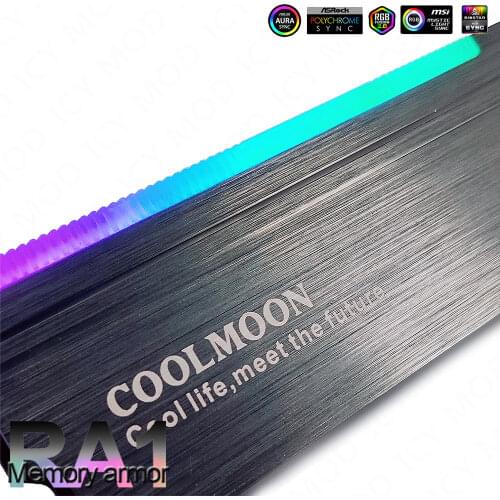 2Pcs Coolmoon A-RGB RAM Armor Rainbow Lighting Memory Cooler 5V3PIN SSD HeatSink AURA SYNC Aluminum Alloy RAM Shell Radiator MOD