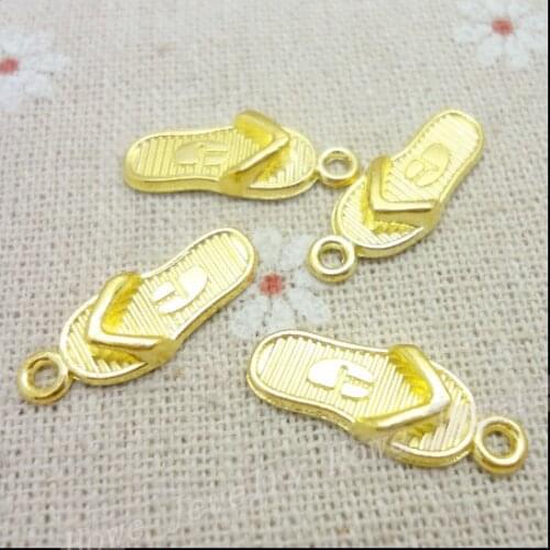 26pcs Charms Slippers Pendant Gold color Zinc Alloy Fit Bracelet Necklace DIY Metal Jewelry Findings