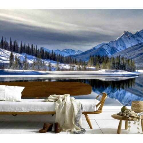 Custom 3D murals,Lake Mountains Winter Scenery Nature papel de parede,hotel living room sofa TV wall bedroom wallpaper
