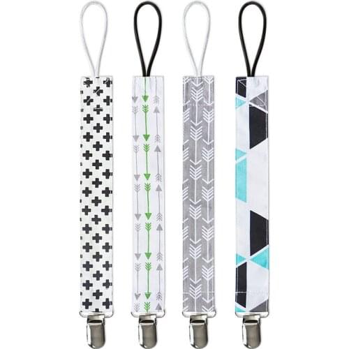 4pcs/lot Baby Pacifier Clips Chain Cotton Anti-drop Buckle Strap