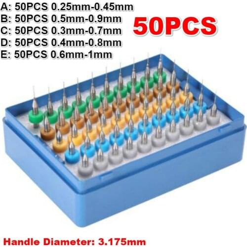 50pcs/set Tungsten Hard Alloy PCB Print Circuit Board Engraving Tool Carbide Micro Drill Bits Tool Q1I0