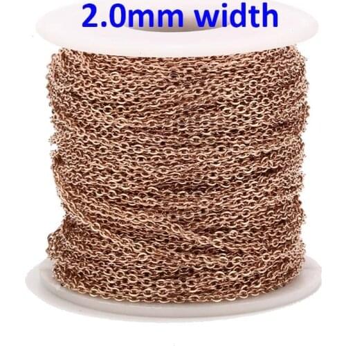 9 Meters Rose Gold Color Stainless Steel Cable Link Chains 2MM for DIY Necklace Jewelry Making Craft By