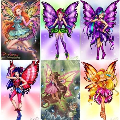 Full Square/Round Drill 5D DIY Diamond Painting Cartoon "Butterfly Fairy" Embroidery Cross Stitch Home Decor Gift