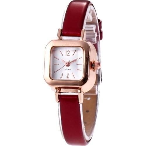 Women Watches Vintage Square Alloy Dial Woman Quartz Watch Solid Color Faux Leather Strap Ladies Wrist Watches Female Gifts