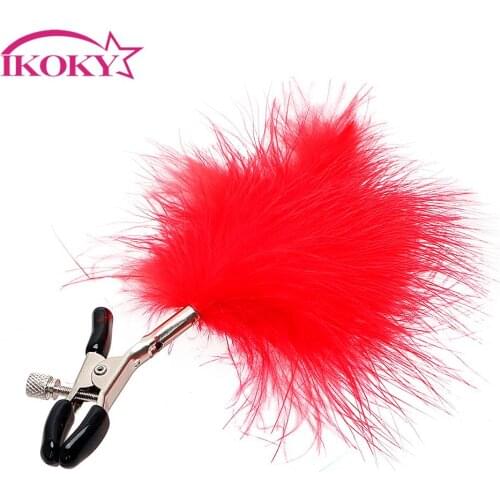 IKOKY Feather Nipple Clamps Adult Games Sex Toys Nipple Stimulator Sex Toys for Couple Flirt Toys Papilla Breast Clips
