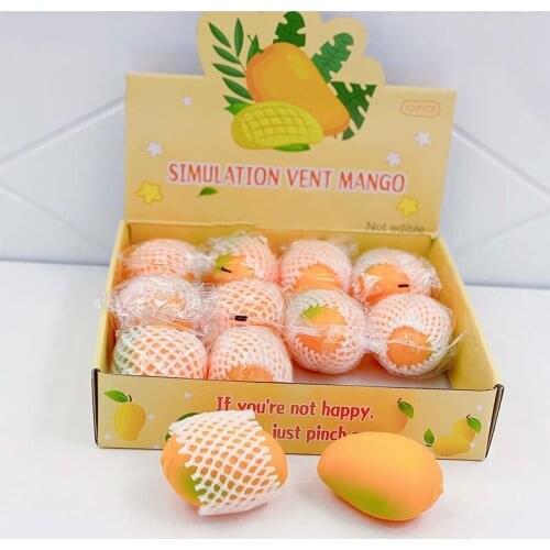 Simulation Yellow mango Squeeze Toy Eco-friendly Fruit Decompression Toy Children Adult Pressure Relief Device Gift