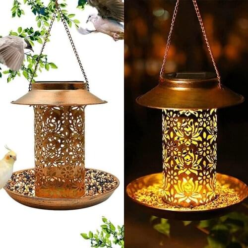 Bird Feeder Hanging For Garden Yard Outside Decorative,Solar Powered Garden Lantern Light Bird House,Squirrel Proof