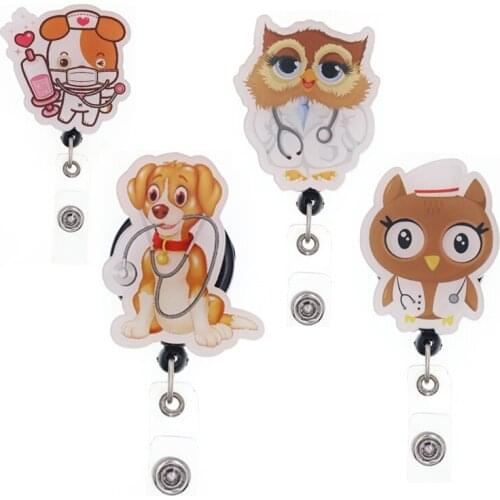 New Design Clear Rhinestone Heart Shaped Nurse Retractable Badge Reel Medical Badge Holder for Nurses Day