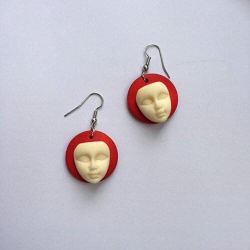 Minimalist Retro Geometric Wooden Earrings for Women Personalized Abstract Face Earrings 3 color Vacation Women Ornaments