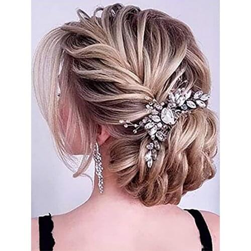 Trendy Rhinestone Hair Comb Beads Handmade Crystal Chic Women Headpieces Bridal Headdress Hair Accessories Party Ornaments