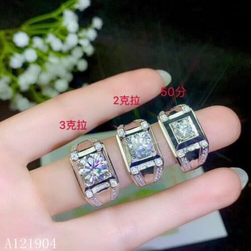 KJJEAXCMY boutique jewelry 925 sterling silver inlay 0.5 carat Mozambique diamond mens ring With certificate925 sterling silver