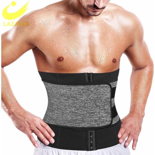 LAZAWG Men Slimming Waist Trainer Neoprene Belt Body Shaper Sauna Sweat Weight Loss Corsets Tummy Control Fitness Fat Burner