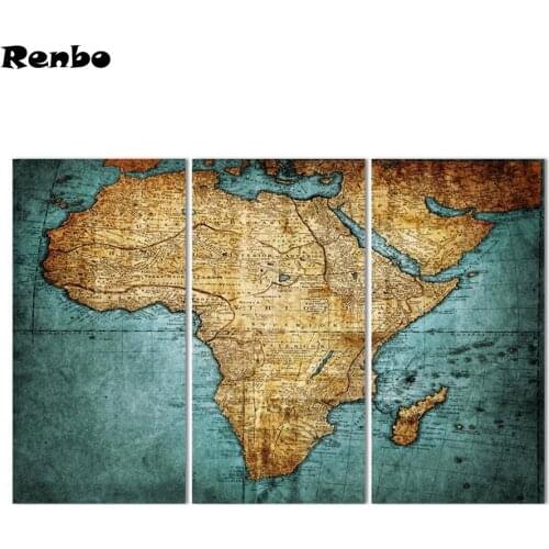 3pcs set world map Restoring Ancient diy diamond painting by number full square round 5d cross stitch embroidery mosaic picture