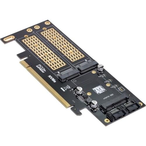 PCI Express PCI-E 3.0 & Dual SATA to NGFF NVME MSATA M-Key B/M-key SSD Card Adapter 3in1
