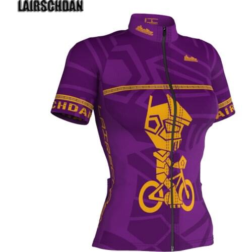 LairschDan Purple Lady Cycling Jersey Road Bike Clothes Women Short Sleeve Shirts Female Bicycle Wear MTB Clothing Ropa Ciclismo