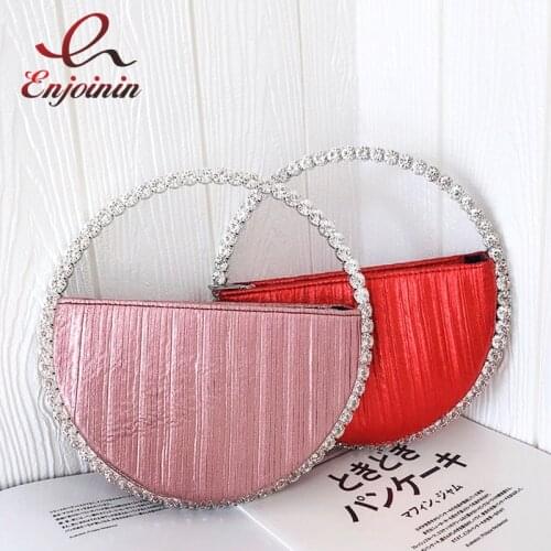 Luxury Colored Diamond Fashion Half Moon Luxury Women Purses and Handbags Evening Bag Serpentine Designer Bags Party Clutch Bag