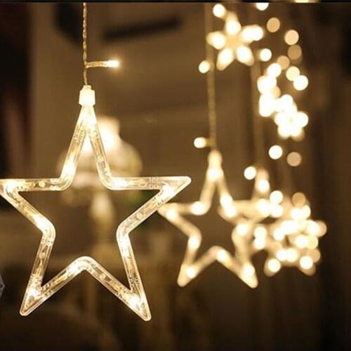 Christmas Fairy Lights Festoon Led String Lights Star Garland on Window Curtain Indoor Tree Decoration Halloween Wedding Light