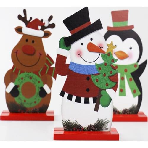 Christmas Standing Signs Table Decorations Christmas Santa Claus Reindeer Snowman Ornaments for Christmas Party Decor