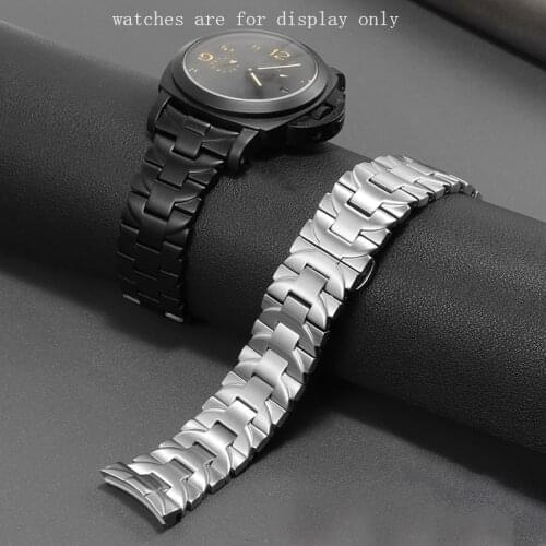 Replacement Metal Belt For Luminor Series PAM441 111 00448 Stainless Steel Watchband 22mm 24mm Silver Black Males Watch Chain