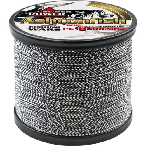 Super good quality black white mix color 1500m 2000m freashwater saltwarter 8 strand spot wire line strong ice sea fishing takle