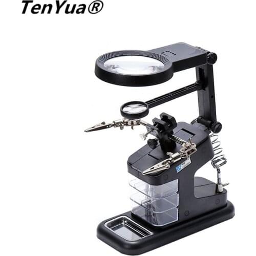TenYua 3X 4.5X 25X Lens Magnifying Glass Led Illuminated Loupe Soldering Welding SMD Circuit Repair Tool Magnifier